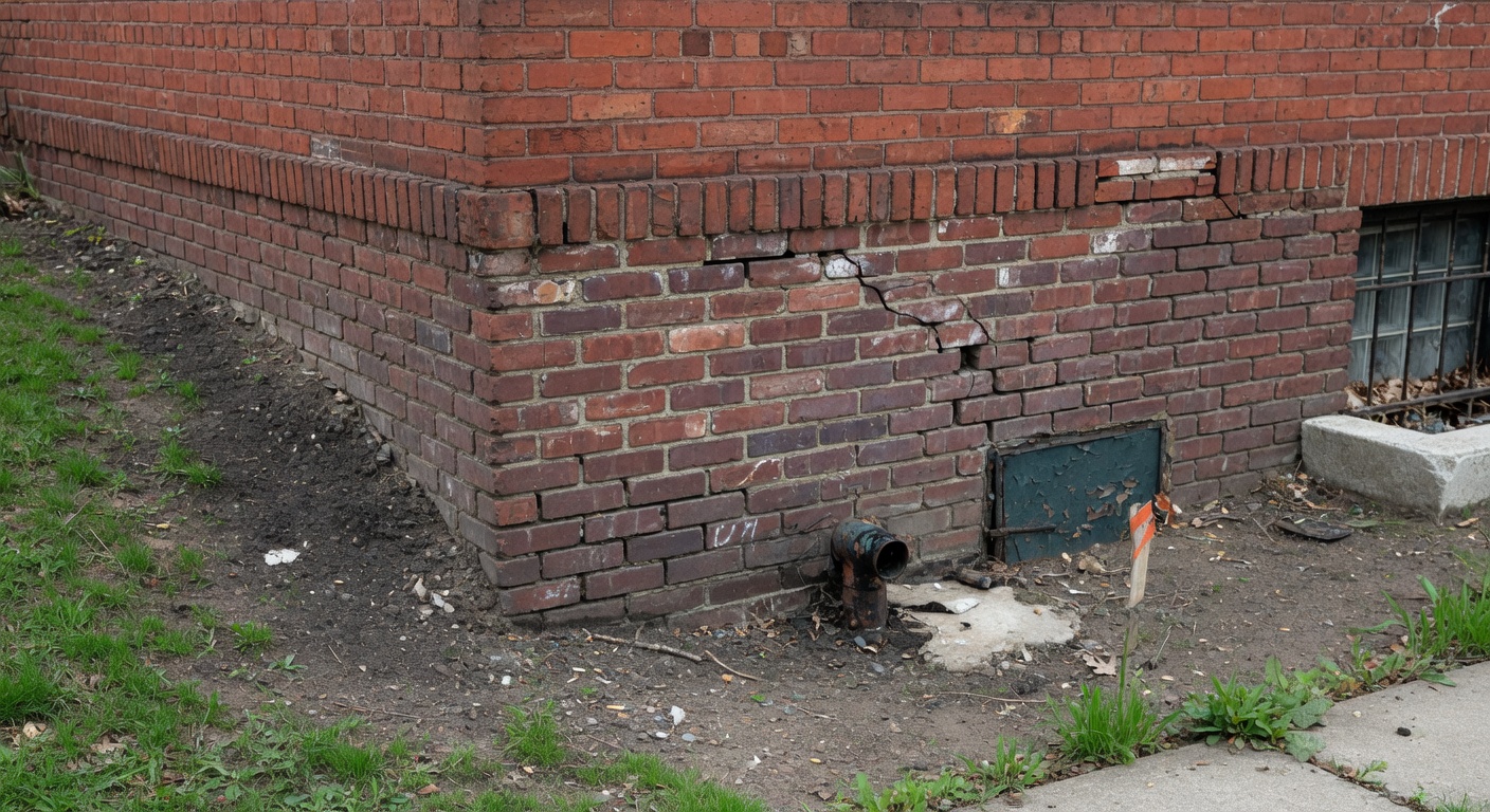Historic Detroit brick home foundation and exterior